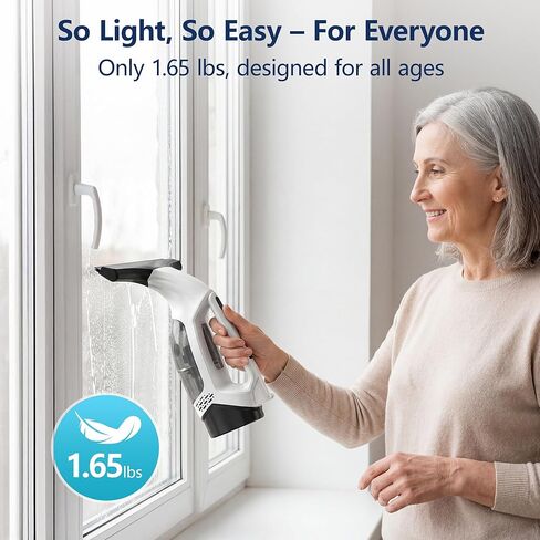 ممسحة مكنسة كهربائية للنافذة مع عمود قابل للتمديد 31-40 بوصة، أداة تنظيف النوافذ الكهربائية بقوة 2000 باسكال مع خزان مياه متسخ 2200 مللي أمبير و150 مل، ممسحة بمقبض طويل لزجاج الدش، وتنظيف النوافذ (أبيض) in Kuwait