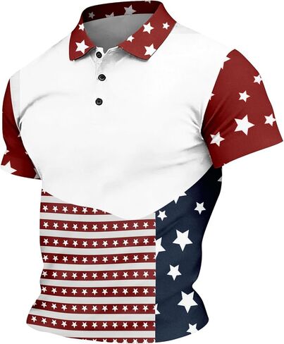 Men's Polo Shirts Short Sleeve 250 Anniversary USA Flag Shirt Business Casual Button Up Lapel Tshirts, M-3XL in Saudi Arabia