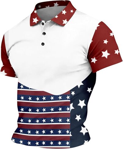 Men's Polo Shirts Short Sleeve 250 Anniversary USA Flag Shirt Business Casual Button Up Lapel Tshirts, M-3XL in Saudi Arabia