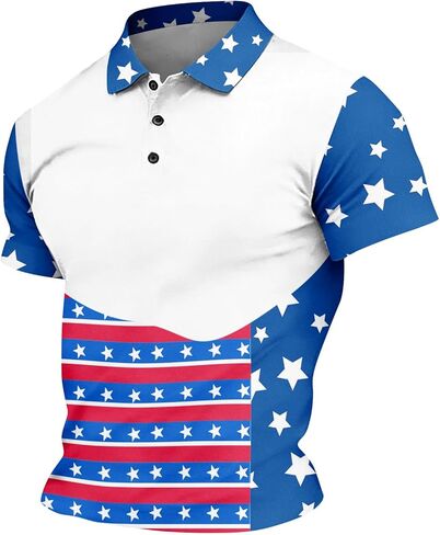 Men's Polo Shirts Short Sleeve 250 Anniversary USA Flag Shirt Business Casual Button Up Lapel Tshirts, M-3XL in Saudi Arabia