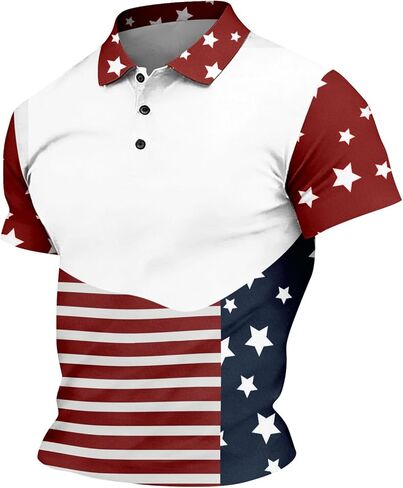 Men's Polo Shirts Short Sleeve 250 Anniversary USA Flag Shirt Business Casual Button Up Lapel Tshirts, M-3XL in Saudi Arabia