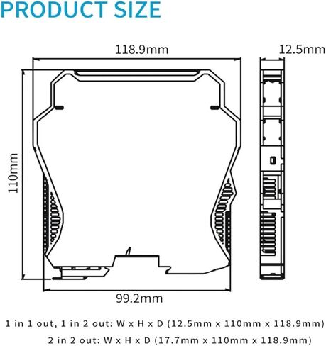 4-20mA 0-10V 1-5V 1 في 4 خارج 35 مم DIN السكك الحديدية عالية الدقة إشارة المعزل (الإخراج 0-5V، الإدخال 0-10V) in Kuwait