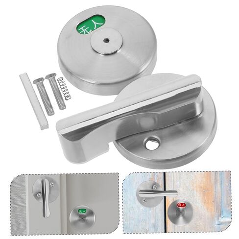 MERRYHAPY 1set Restroom Partition Door Lock Privacy Indicator Stainless Steel Bathroom Lock Easy Install Occupied Unoccupied Indicator for Public Restrooms and Secure Design in Saudi Arabia