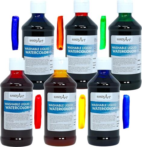 Handy Art Washable Liquid Watercolors, 8 oz., Primary Colors, Set of 6 in Saudi Arabia