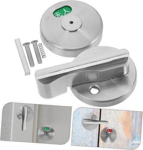 Cabilock 1set Vacant Occupied Indicator Stainless Steel Door Lock Privacy Handle for Public Restroom Partitions Status Display Easy Installation Material in Saudi Arabia