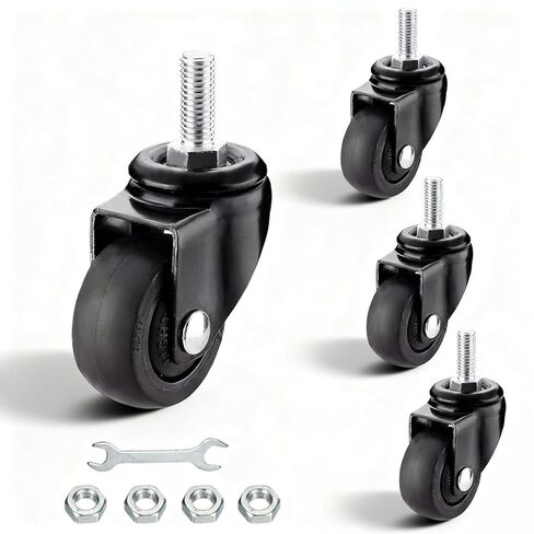 1/1.25 بوصة مجموعة العجلات دوارة مجموعة من 4 ، متري M6/M8 قضيب ملولب ، عجلات استبدال المطاط TPE مع محامل ، 360 درجة دوران هادئ ، للأثاث ، رف التخييم في الهواء الطلق (1in m6x15) in Saudi Arabia