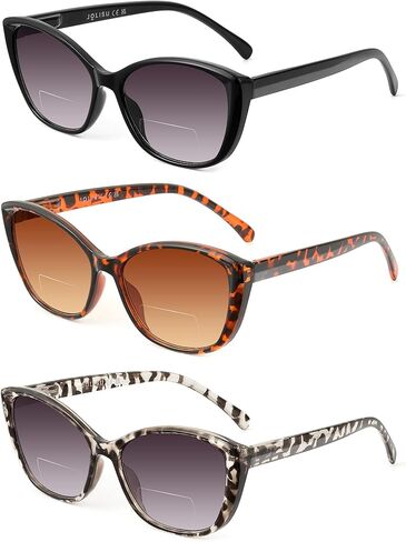 نظارات شمسية للقراءة ثنائية البؤرة من جوليسو مكونة من 3 قطع للنساء، 2 في 1 لقارئات الشمس UV400 مع مفصلات زنبركية للأنشطة الخارجية in Kuwait