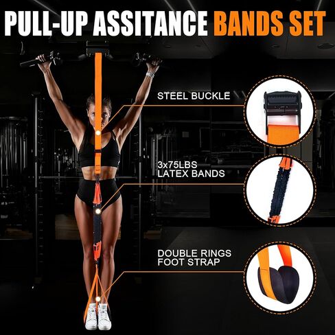 Pull-Up Assistance Bands Set – Heavy Duty Adjustable Resistance Band with Feet/Knee Rest for Home Gym Strength Training in Saudi Arabia