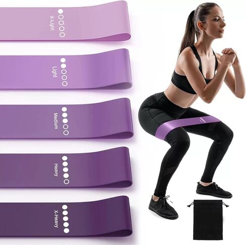 Yoga Resistance Bands Set, 5 Pack with Storage Bag & Guide, TPE/Natural Latex, Multiple Resistance Levels for Glute Shaping, Stretching & Fitness in Saudi Arabia