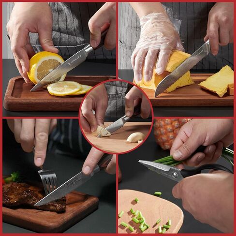 15-Piece Knife Set with Block for Kitchen, with Built-In Sharpener, Stainless Steel Ultra Sharp Blades, Ergonomic Pakkawood Handle, Essentials Chef Knives Set in Saudi Arabia