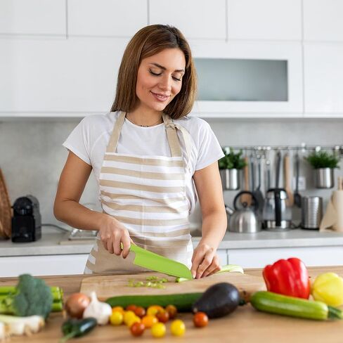 قطعتين من سكين الخس من أوجيجيجيو - سكاكين بلاستيكية مقاس 11.6 بوصة و8.7 بوصة، سكين بلاستيكي من النايلون للخضروات والفواكه والخبز والكعك والسلطة، لن تقطع يديك، أخضر in Kuwait