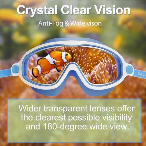 Seago Kids Goggles for Swimming 2 Pack Anti-Fog No Leaking Outer Eye Fit with Wide View UV Protection Crystal Clear Watertight Swim Goggles with nose cover Suitable for Youth Boys Girls Age 3 to 14 in Saudi Arabia