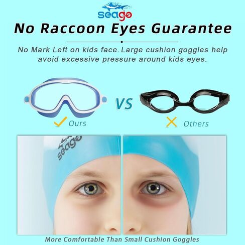 Seago Kids Goggles for Swimming 2 Pack Anti-Fog No Leaking Outer Eye Fit with Wide View UV Protection Crystal Clear Watertight Swim Goggles with nose cover Suitable for Youth Boys Girls Age 3 to 14 in Saudi Arabia