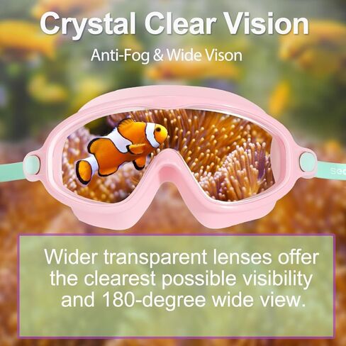 Seago Kids Goggles for Swimming 2 Pack Anti-Fog No Leaking Outer Eye Fit with Wide View UV Protection Crystal Clear Watertight Swim Goggles with nose cover Suitable for Youth Boys Girls Age 3 to 14 in Saudi Arabia