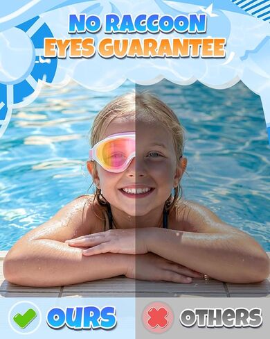 نظارات سباحة للأطفال من Zoomsnail مكونة من قطعتين، نظارات سباحة مضادة للكسر وتسرب الأشعة فوق البنفسجية للأطفال الصغار للأولاد والبنات من سن 3 إلى 15 عامًا in Kuwait