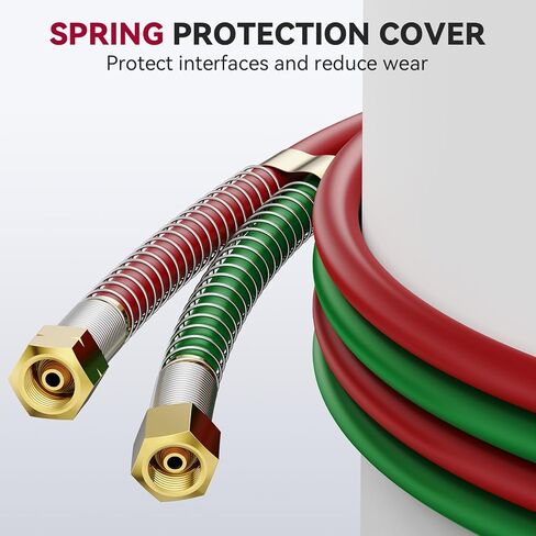 ARCCAPTAIN Grade T Oxygen Acetylene Hose, 1/4" x 50 FT with 9/16"-18 B Fittings and Spring Guards, Welding Torch Hose for Oxy Acetylene Flame Welding and Cutting in Saudi Arabia