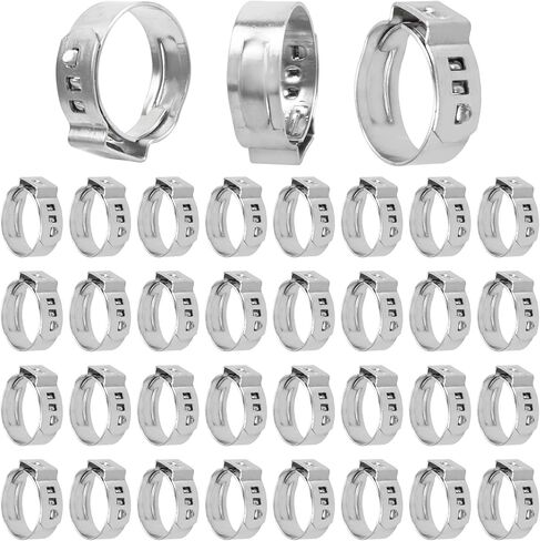 35PCS 20.3-23.5mm Single Ear Hose Clamps, 304 Stainless Steel Stepless Hose Clamp, Adjustable Crimp Pinch Rings for Automotive Plumbing, Home Appliance, Secure Pipe Fitting Connections in Saudi Arabia