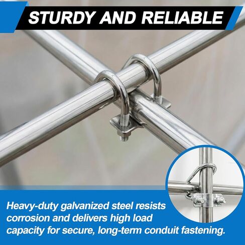 30 Pack Cross Pipe Clamp for 3/4 EMT Conduit, U-shaped Screw Bolt Crossover Clamps, Galvanized Vertical Pipe Clip Connector for Greenhouse, Hoop House, Canopy, Farm, Fence in Saudi Arabia