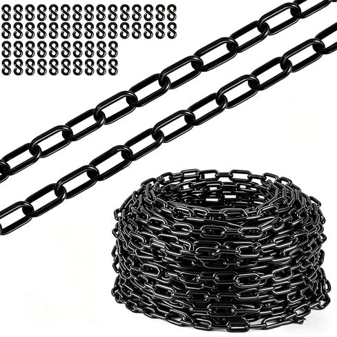 120 Feet Yellow Plastic Chain Links,6MM Thick Safety Chain with 1.5-Inch Links, Plastic Barrier Chain with 25 PCS S-Hooks, for Crowd Control, Queue Lines, Parking, Fences in Kuwait
