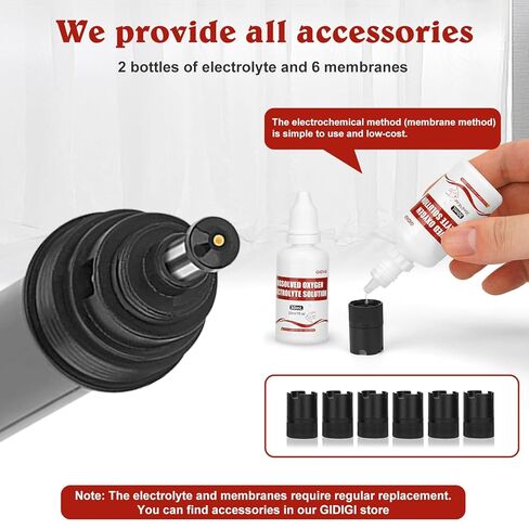 مجموعة اختبار مقياس الأكسجين المذاب، جهاز اختبار الأكسجين في البركة، جهاز قياس مع غطاء غشاء قابل للاستبدال، ماء أكسجين صفر، إلكتروليت، لمياه الصرف الصحي لحوض السمك 0.0-40.0 ملجم/لتر in Kuwait