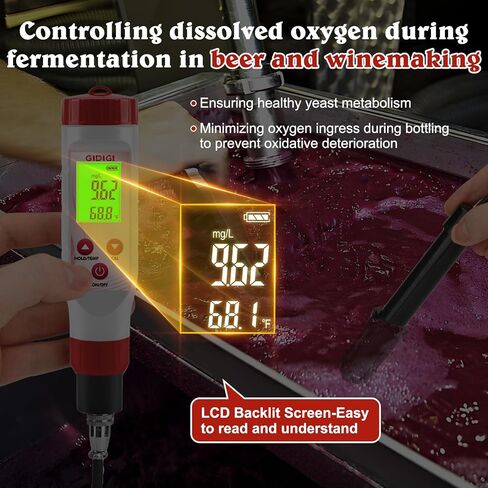 مجموعة اختبار مقياس الأكسجين المذاب، جهاز اختبار الأكسجين في البركة، جهاز قياس مع غطاء غشاء قابل للاستبدال، ماء أكسجين صفر، إلكتروليت، لمياه الصرف الصحي لحوض السمك 0.0-40.0 ملجم/لتر in Kuwait