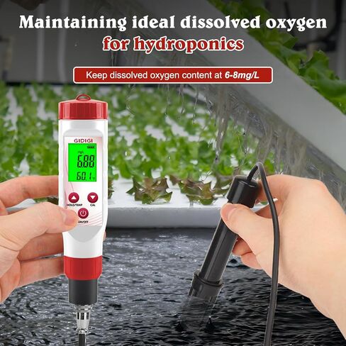 مجموعة اختبار مقياس الأكسجين المذاب، جهاز اختبار الأكسجين في البركة، جهاز قياس مع غطاء غشاء قابل للاستبدال، ماء أكسجين صفر، إلكتروليت، لمياه الصرف الصحي لحوض السمك 0.0-40.0 ملجم/لتر in Kuwait