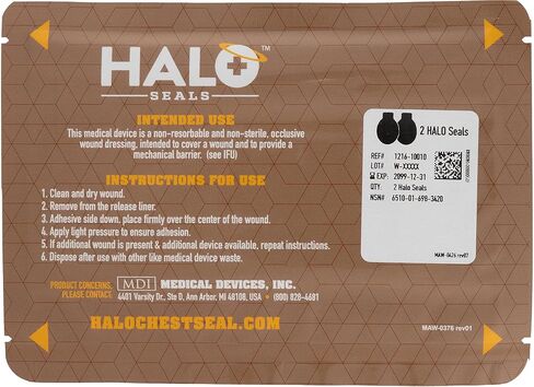 Halo Chest Seal High Performance Occlusive Dressing for Trauma Wounds, IFAK Kit Packaging, 2 Count in Saudi Arabia