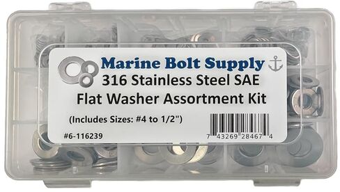 Type 316 Stainless Steel SAE Flat Washer Assortment Kit by Marine Bolt Supply in Saudi Arabia