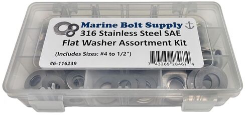 Type 316 Stainless Steel SAE Flat Washer Assortment Kit by Marine Bolt Supply in Saudi Arabia