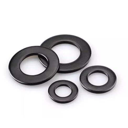 M4 x 9mm OD Black Flat Washer, 18-8 (304) Stainless Steel Black Coating Black Washer, 100Pcs in Kuwait