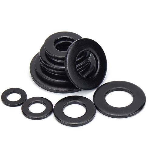M4 x 9mm OD Black Flat Washer, 18-8 (304) Stainless Steel Black Coating Black Washer, 100Pcs in Kuwait