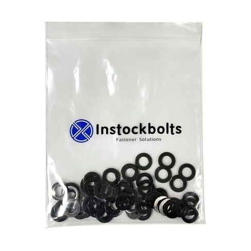 M4 x 9mm OD Black Flat Washer, 18-8 (304) Stainless Steel Black Coating Black Washer, 100Pcs in Kuwait