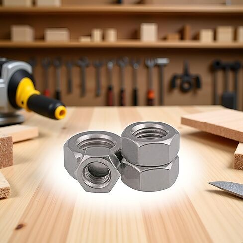 4Pcs Silver M10 x 1.25 mm Pitch Stainless Steel Left Hand Thread Hex Nut Metric Thread Handle Nuts Fasteners for Woodworking, Fasteners of Furniture and Bed Industry, Equipment Industrial in Saudi Arabia