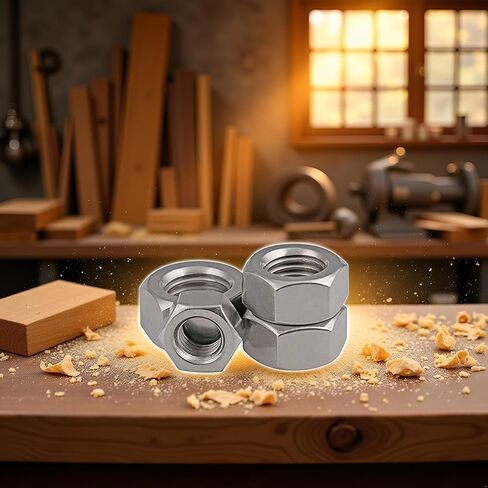 4Pcs Silver M10 x 1.25 mm Pitch Stainless Steel Left Hand Thread Hex Nut Metric Thread Handle Nuts Fasteners for Woodworking, Fasteners of Furniture and Bed Industry, Equipment Industrial in Saudi Arabia