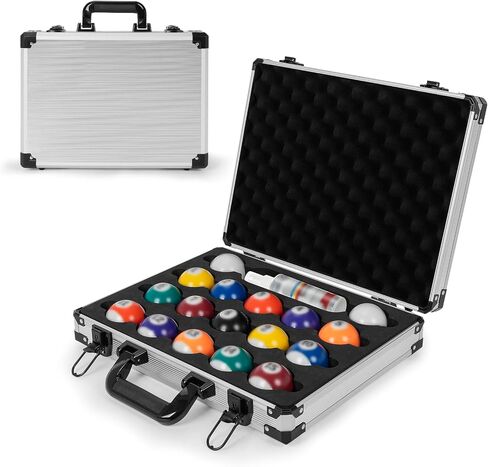 Pool Balls Case Portable Carrying Box with Handle, Large Capacity Hard Billiard Ball Case Aluminum Alloy Material for 8-ball and 9-ball (Case Only) （Lockable, key included） in Kuwait