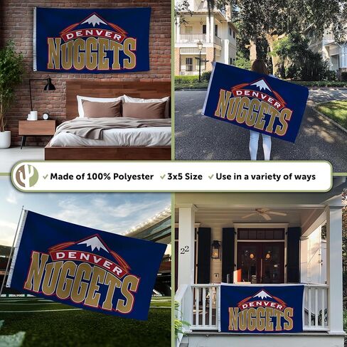 Desert Cactus Denver Nuggets Flag NBA 100% Polyester Indoor Outdoor 3x5 feet National Basketball Association Team Flags (Vintage Flag 2) in Saudi Arabia