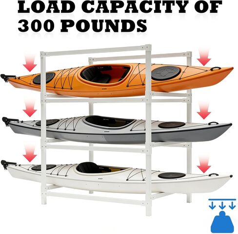 KAXIWEI DIY Freestanding Kayak Storage Rack PVC Stand Adjustable 3-Tier Design for Kayaks Canoes Paddle Boards Indoor Outdoor Use, Waterproof Corrosion Resistant Lightweight Garage Dock Mount in Saudi Arabia