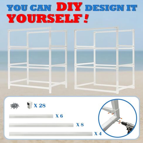 KAXIWEI DIY Freestanding Kayak Storage Rack PVC Stand Adjustable 3-Tier Design for Kayaks Canoes Paddle Boards Indoor Outdoor Use, Waterproof Corrosion Resistant Lightweight Garage Dock Mount in Saudi Arabia