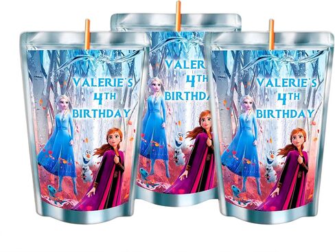 Freeze Waterproof Juice Pouch Labels - 12-Pack - Fits Most Brands, Perfect for Parties! (Elsa & Anna Custom) in Saudi Arabia