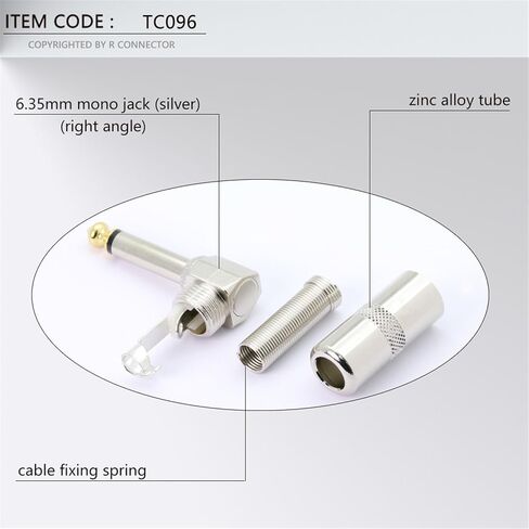 100 قطعة 6.35 مللي متر ذكر موصل قابس أحادي 6.3 مللي متر جاك التوصيل ل دواسة كهربائية 1/4 "الزاوية اليمنى المقابس 6 زوايا مع الربيع in Kuwait