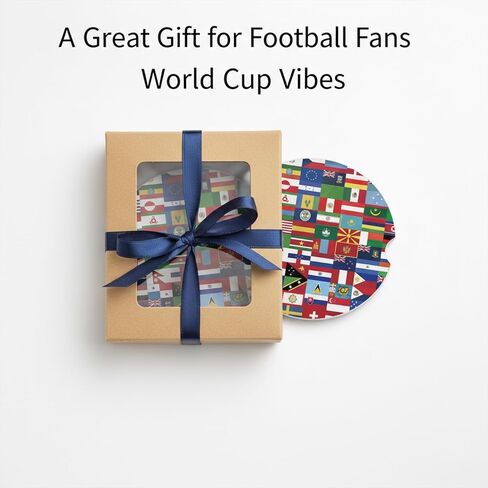 World Cup Car Cup Coasters 2026 Set of 2 Ceramic Coasters for Car Cup Holders 3x3 Inch World Cup Trophy car Coasters Absorbent Removable with Ideal Gift for Soccer Fans Players in Saudi Arabia