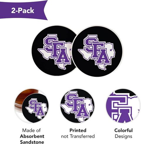 Desert Cactus Stephen F. Austin State University Car Coaster Lumberjacks SFA Absorbent Sandstone Car Cup Coasters Set of 2 (Design A) in Saudi Arabia