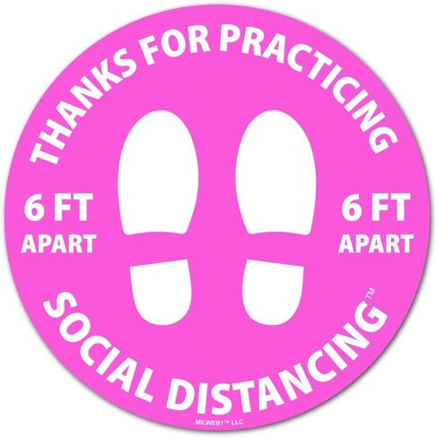 Milweb1 - 12" Round Thanks for Practicing Social Distancing Floor Decal - Floor Removable Sticker Graphic - Blue in Saudi Arabia