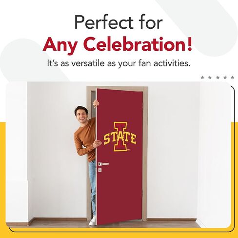 Iowa State Cyclones College Sports Printed Front Door Banner - NCAA Licensed - Durable Vinyl - School Banner (Red, Gold) (36" x 80") in Saudi Arabia
