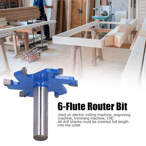 BRRNOO T Slot Router Bit, 6Flute Router Bit TSlot TSlot Woodworking Slotting Milling Cutter 6Flute Alloy Carbon Steel Extended Shank (12mm Handle) in Saudi Arabia