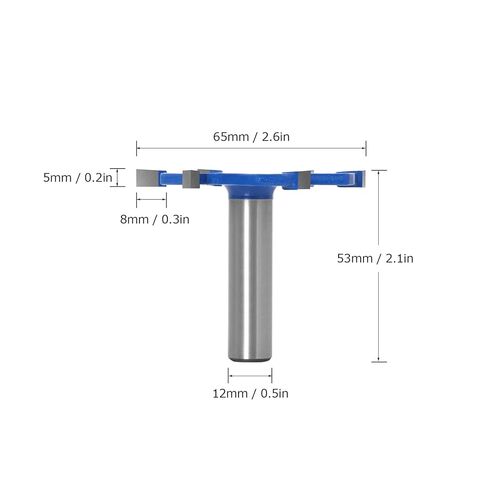 BRRNOO T Slot Router Bit, 6Flute Router Bit TSlot TSlot Woodworking Slotting Milling Cutter 6Flute Alloy Carbon Steel Extended Shank (12mm Handle) in Saudi Arabia