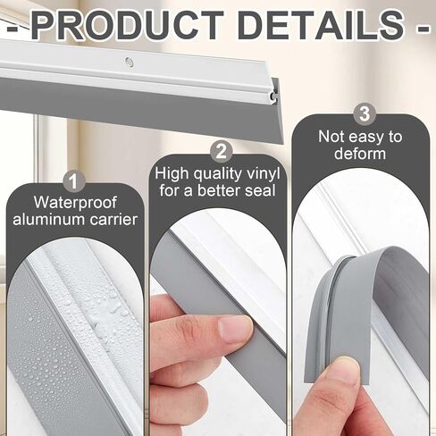 FoldTier 4 Pcs All-Season Door Sweep for Bottom of Exterior and Interior Door, 1-3/8 x 36 Inch, Aluminum Alloy and Rubber, Ideal for Residential and Commercial Use in Saudi Arabia