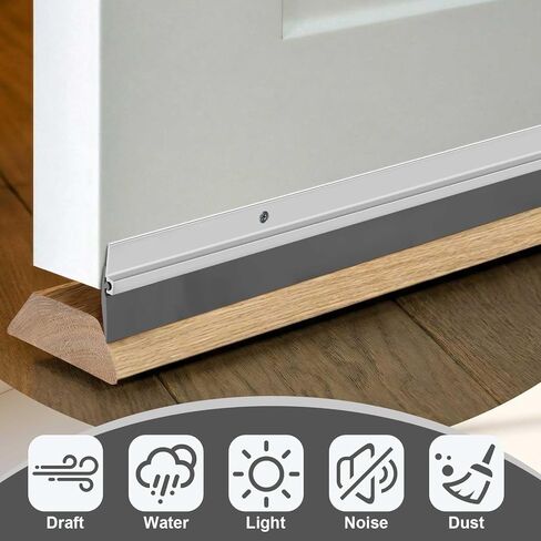 FoldTier 4 Pcs All-Season Door Sweep for Bottom of Exterior and Interior Door, 1-3/8 x 36 Inch, Aluminum Alloy and Rubber, Ideal for Residential and Commercial Use in Saudi Arabia