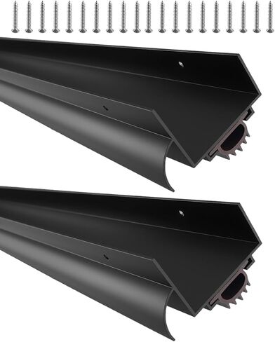 1 Pcs 1-3/4" x 36" U Shaped Aluminum Door Sweep for Exterior Doors, Metal Weather Stripping Seal, Draft Stopper Threshold, Door Sweep Draft Stopper, Black in Saudi Arabia