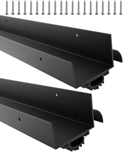 1 Pcs 1-3/4" x 36" U Shaped Aluminum Door Sweep for Exterior Doors, Metal Weather Stripping Seal, Draft Stopper Threshold, Door Sweep Draft Stopper, Black in Saudi Arabia